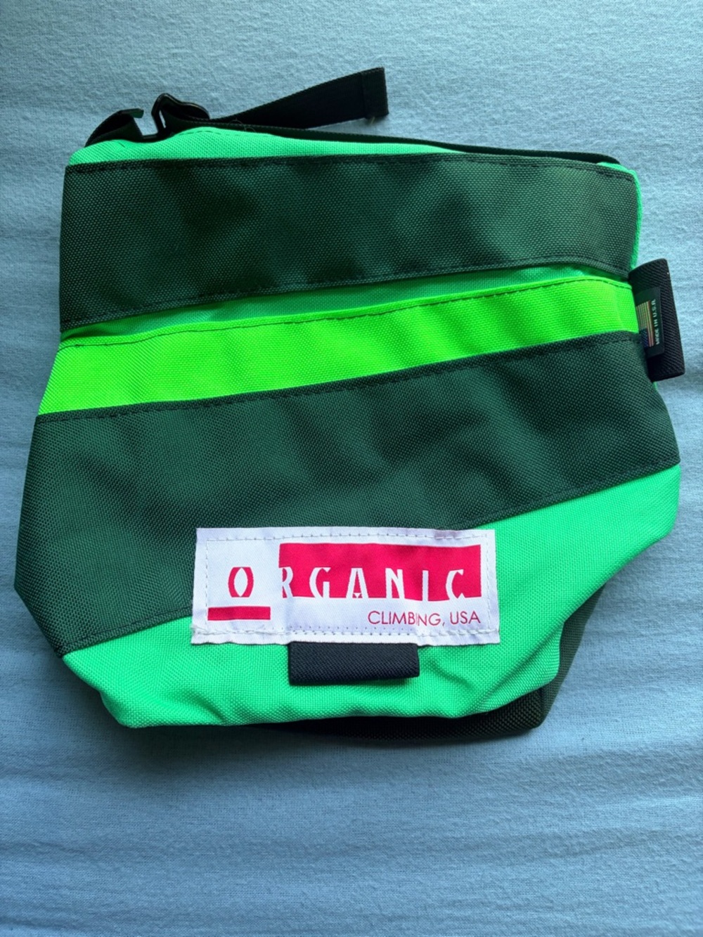 Organic Climbing USA Chalk Bag Neon Green & Black Rock Climbing Bag